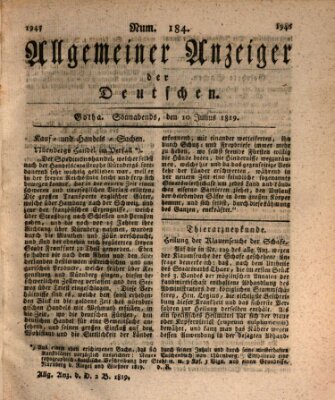 Allgemeiner Anzeiger der Deutschen Samstag 10. Juli 1819