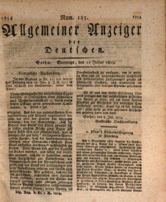 Allgemeiner Anzeiger der Deutschen Sonntag 11. Juli 1819