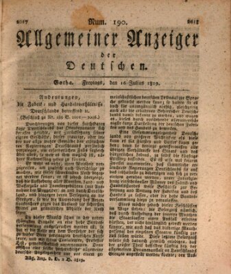 Allgemeiner Anzeiger der Deutschen Freitag 16. Juli 1819