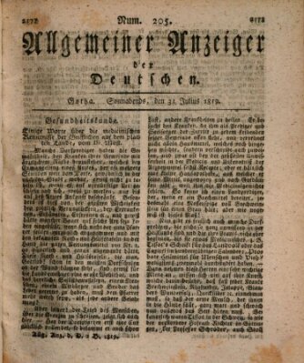 Allgemeiner Anzeiger der Deutschen Samstag 31. Juli 1819