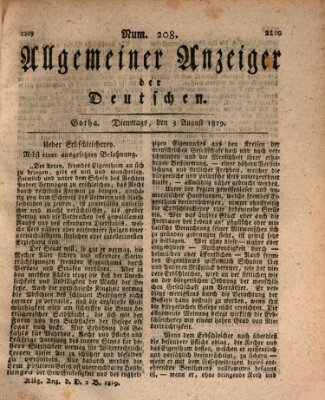 Allgemeiner Anzeiger der Deutschen Dienstag 3. August 1819