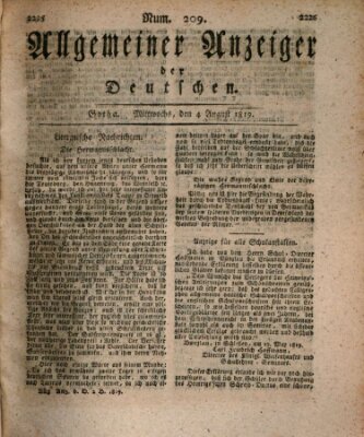 Allgemeiner Anzeiger der Deutschen Mittwoch 4. August 1819