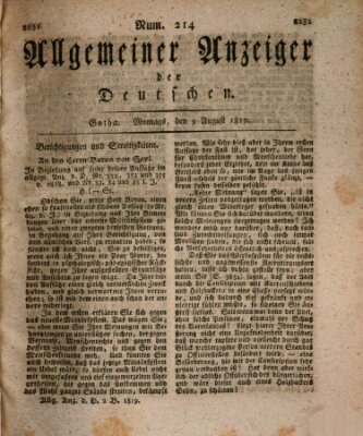 Allgemeiner Anzeiger der Deutschen Montag 9. August 1819