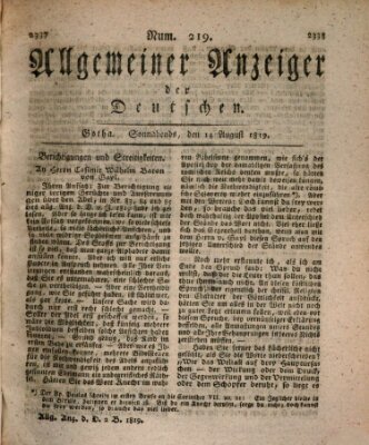 Allgemeiner Anzeiger der Deutschen Samstag 14. August 1819