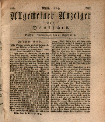 Allgemeiner Anzeiger der Deutschen Donnerstag 19. August 1819