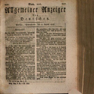 Allgemeiner Anzeiger der Deutschen Samstag 21. August 1819