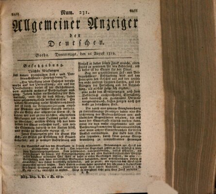 Allgemeiner Anzeiger der Deutschen Donnerstag 26. August 1819