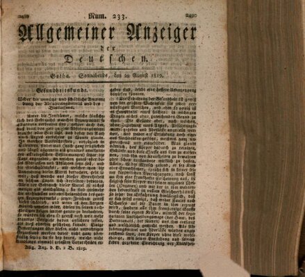 Allgemeiner Anzeiger der Deutschen Samstag 28. August 1819