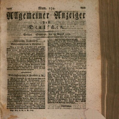 Allgemeiner Anzeiger der Deutschen Sonntag 29. August 1819