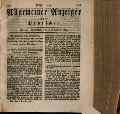 Allgemeiner Anzeiger der Deutschen Sonntag 19. September 1819