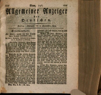 Allgemeiner Anzeiger der Deutschen Montag 20. September 1819