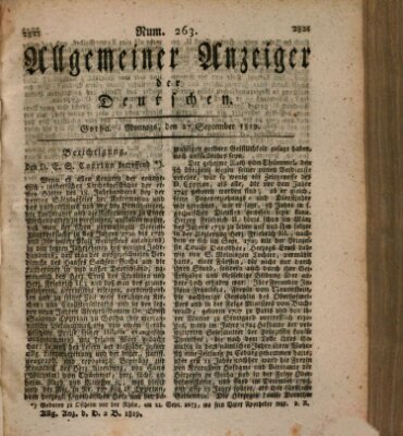 Allgemeiner Anzeiger der Deutschen Montag 27. September 1819