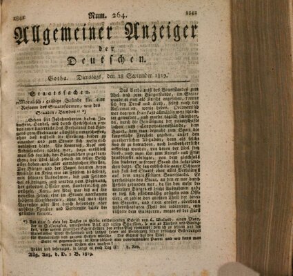 Allgemeiner Anzeiger der Deutschen Dienstag 28. September 1819