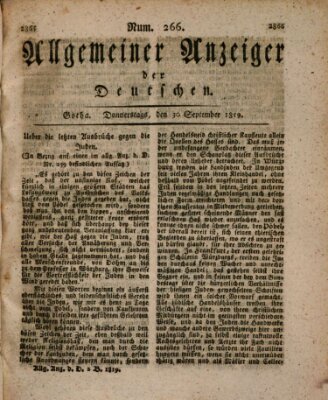 Allgemeiner Anzeiger der Deutschen Donnerstag 30. September 1819