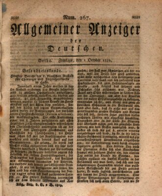 Allgemeiner Anzeiger der Deutschen Freitag 1. Oktober 1819