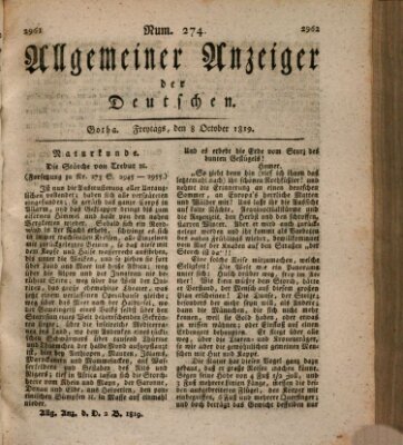 Allgemeiner Anzeiger der Deutschen Freitag 8. Oktober 1819