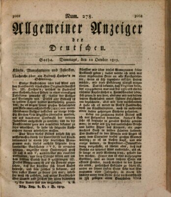 Allgemeiner Anzeiger der Deutschen Dienstag 12. Oktober 1819