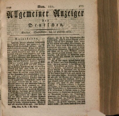 Allgemeiner Anzeiger der Deutschen Samstag 16. Oktober 1819