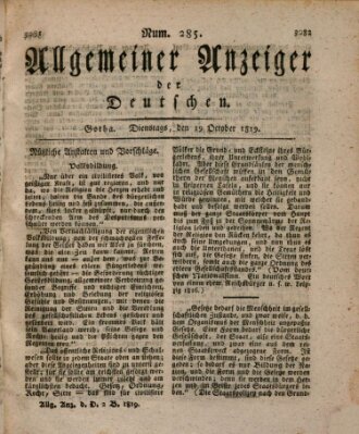 Allgemeiner Anzeiger der Deutschen Dienstag 19. Oktober 1819