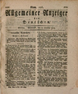 Allgemeiner Anzeiger der Deutschen Mittwoch 20. Oktober 1819