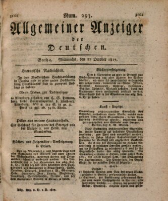 Allgemeiner Anzeiger der Deutschen Mittwoch 27. Oktober 1819