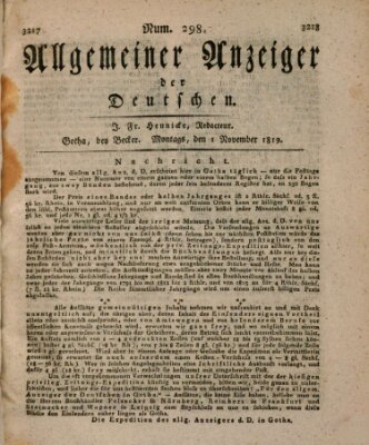 Allgemeiner Anzeiger der Deutschen Montag 1. November 1819