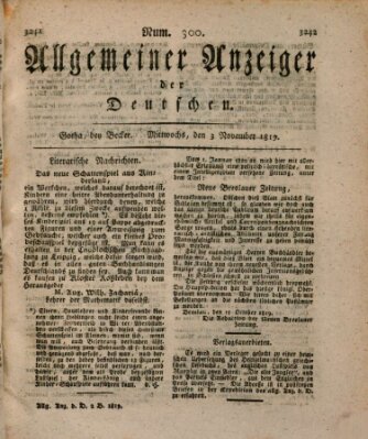 Allgemeiner Anzeiger der Deutschen Mittwoch 3. November 1819