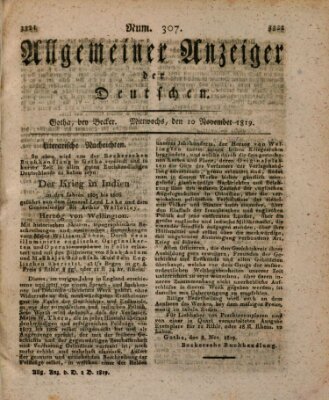 Allgemeiner Anzeiger der Deutschen Mittwoch 10. November 1819