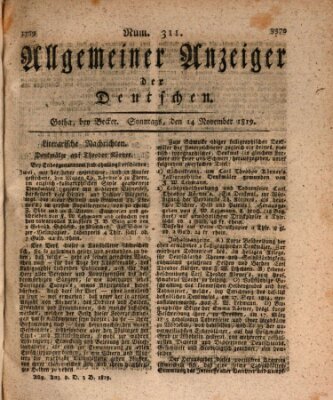 Allgemeiner Anzeiger der Deutschen Sonntag 14. November 1819