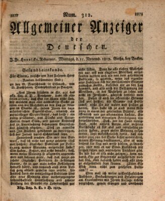 Allgemeiner Anzeiger der Deutschen Montag 15. November 1819