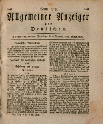 Allgemeiner Anzeiger der Deutschen Sonntag 21. November 1819