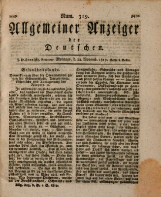 Allgemeiner Anzeiger der Deutschen Montag 22. November 1819