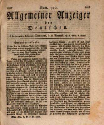 Allgemeiner Anzeiger der Deutschen Dienstag 23. November 1819