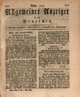 Allgemeiner Anzeiger der Deutschen Samstag 27. November 1819