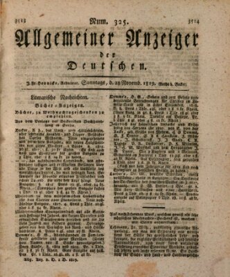 Allgemeiner Anzeiger der Deutschen Sonntag 28. November 1819