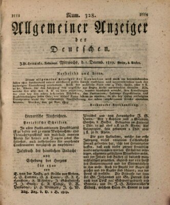 Allgemeiner Anzeiger der Deutschen Mittwoch 1. Dezember 1819