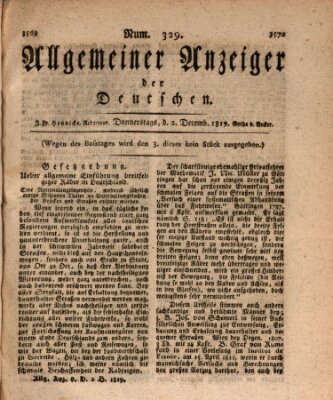 Allgemeiner Anzeiger der Deutschen Donnerstag 2. Dezember 1819