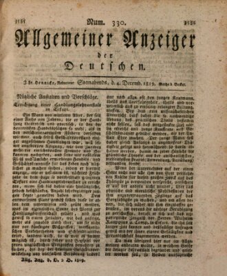 Allgemeiner Anzeiger der Deutschen Samstag 4. Dezember 1819