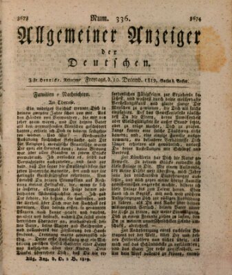 Allgemeiner Anzeiger der Deutschen Freitag 10. Dezember 1819