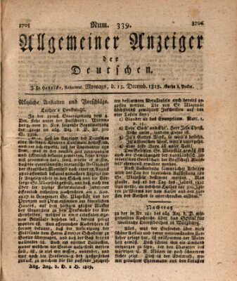 Allgemeiner Anzeiger der Deutschen Montag 13. Dezember 1819