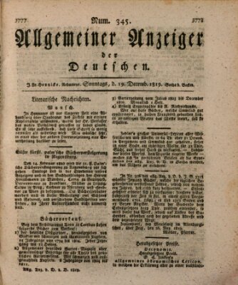 Allgemeiner Anzeiger der Deutschen Sonntag 19. Dezember 1819