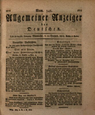 Allgemeiner Anzeiger der Deutschen Mittwoch 22. Dezember 1819
