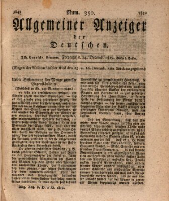 Allgemeiner Anzeiger der Deutschen Freitag 24. Dezember 1819