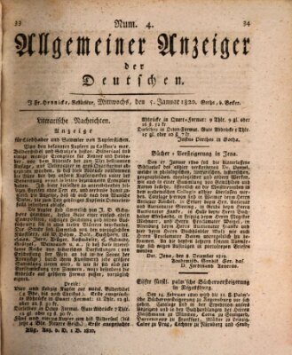 Allgemeiner Anzeiger der Deutschen Mittwoch 5. Januar 1820