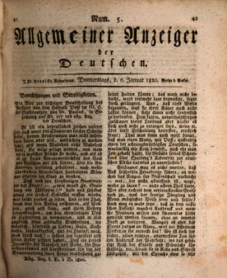 Allgemeiner Anzeiger der Deutschen Donnerstag 6. Januar 1820