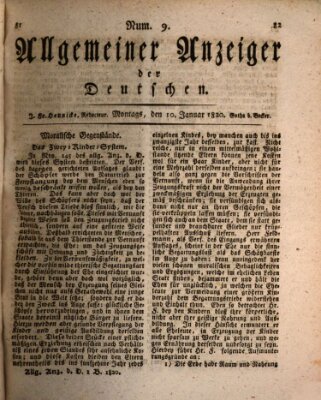 Allgemeiner Anzeiger der Deutschen Montag 10. Januar 1820