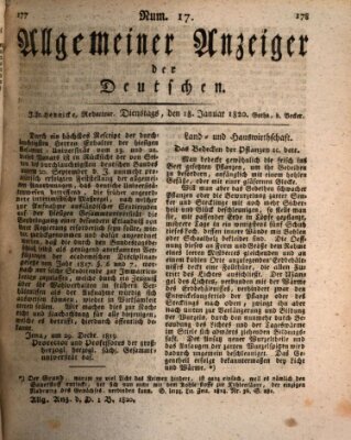 Allgemeiner Anzeiger der Deutschen Dienstag 18. Januar 1820