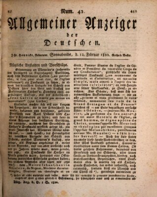 Allgemeiner Anzeiger der Deutschen Samstag 12. Februar 1820