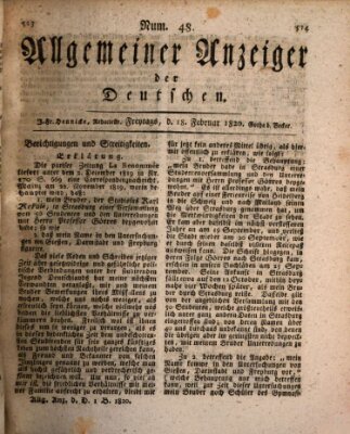 Allgemeiner Anzeiger der Deutschen Freitag 18. Februar 1820