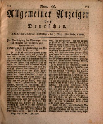 Allgemeiner Anzeiger der Deutschen Dienstag 7. März 1820